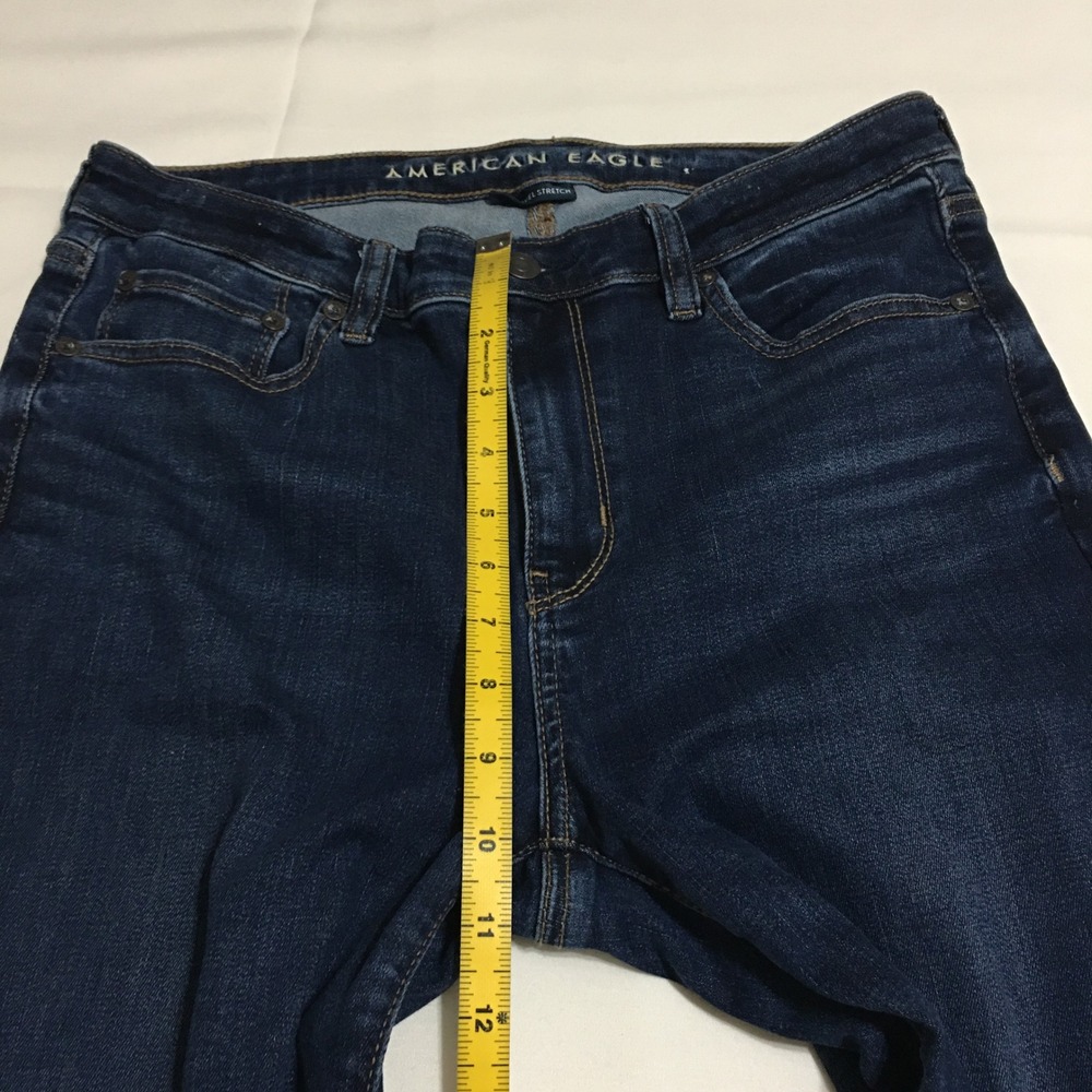 American Eagle Super High-Rise Flare Jeans 8 Short Dark Wash Next Level Stretch - Picture 9 of 11